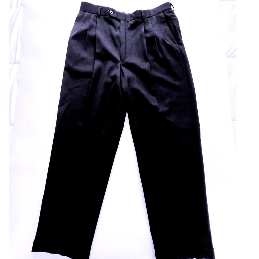 Monsieur by Givenchy Vintage Blue Pleated Trousers Mens 38R High Rise Cuffed